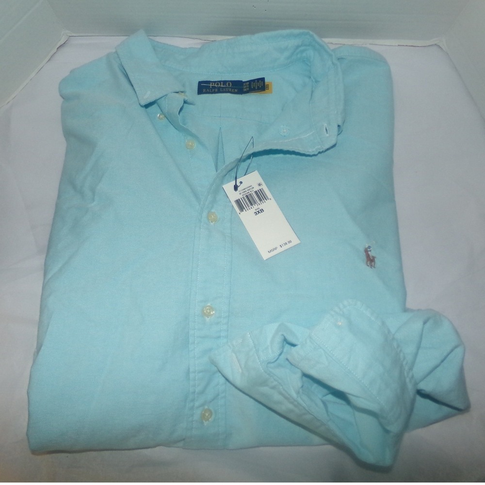 Polo Ralph Lauren Mens 3X BIG Blue L/S Oxford Button up Shirt NWT